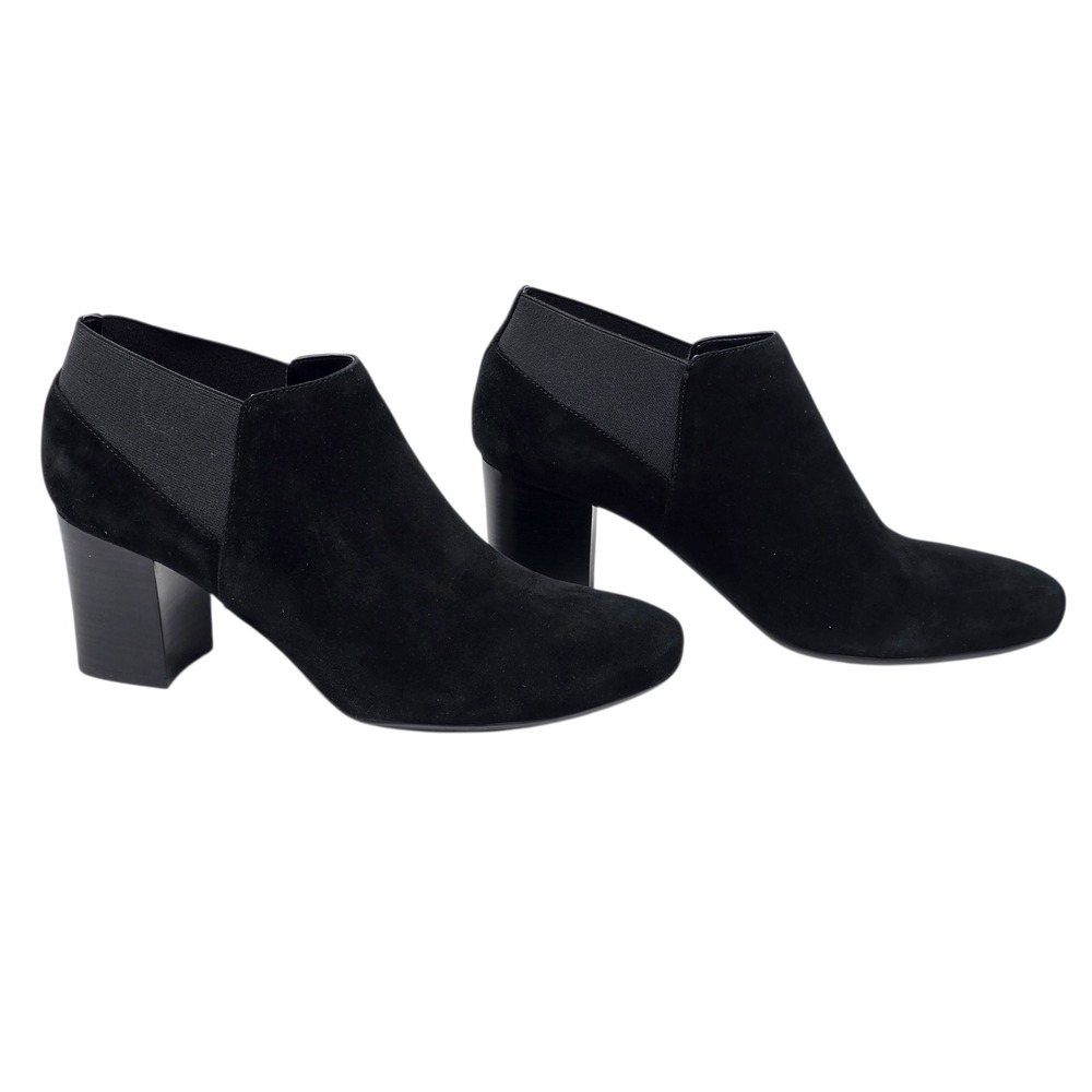 Van Eli Black Suede Elastic Side Block Heel Ankle‎ Booties Women 8.5M